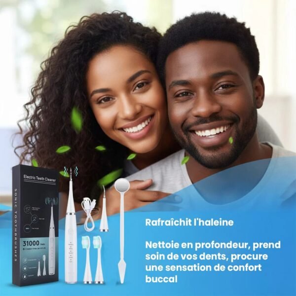 Pack Hygiène Totale 2-en-1 : Brosse à Dents Électrique + Détartreur Sonique + Miroir