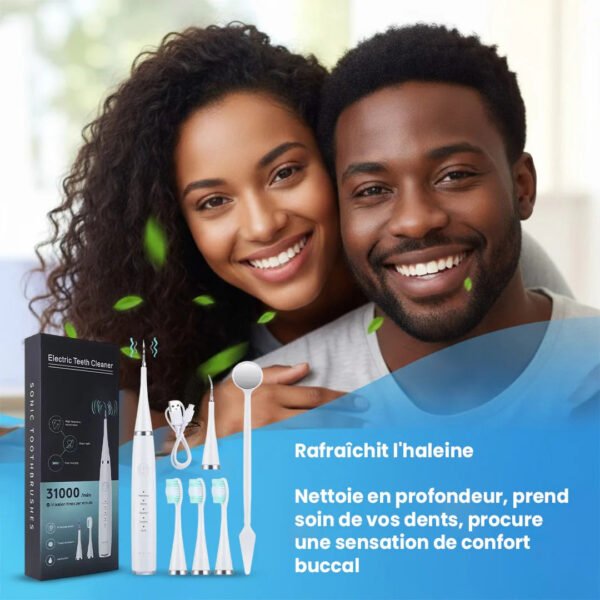 Pack Hygiène Totale 2-en-1 : Brosse à Dents Électrique + Détartreur Sonique + Miroir