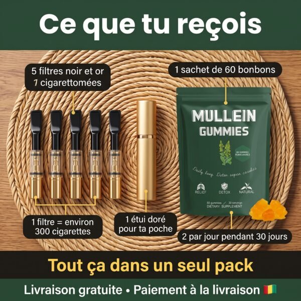 Pack Moins de Goudron : 5 filtres qui gardent jusqu'à 90 % du goudron + 60 bonbons aux plantes pour ta gorge et tes poumons